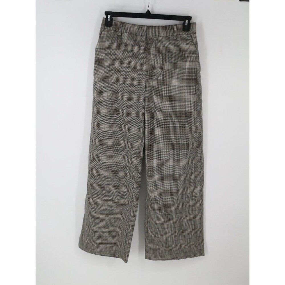 Gap Easy Trouser Dress Pants Womens Gray Plaid Wide Leg Business Casual Stretch